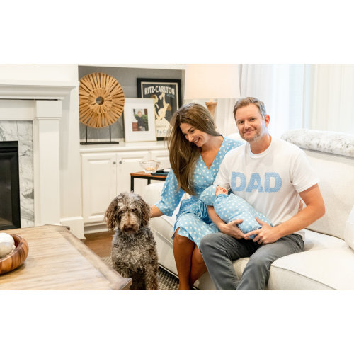 Family Matching Maternity Nursing Delivery ROBE & Matching Baby BoySWADDLE Blanket Set + Daddy T-shirt /By Baby Be Mine Maternity/ Nicole
