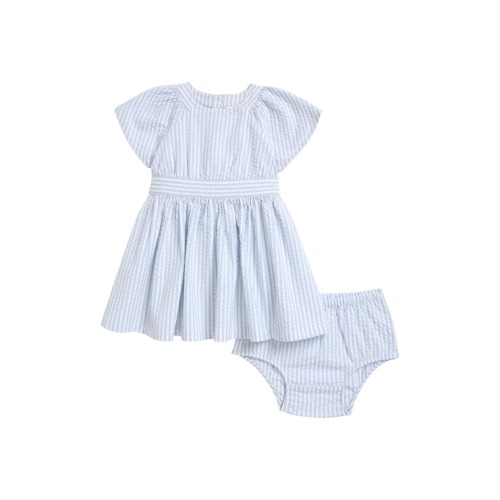 Stripe Seersucker Cotton Dress & Bloomers