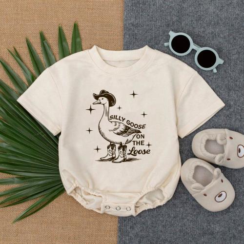 Silly Goose On The Loose Baby Outfit, Newborn Clothes Baby Boy, Howdy Duck Baby Bodysuit, Birthday Baby Gift, Funny Shirt for Kids