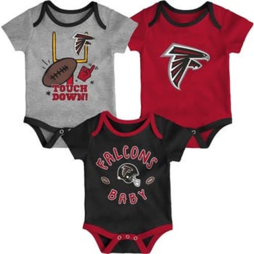 Infant Red/Black/Heathered Gray Atlanta Falcons Champ 3-Pack Bodysuit Set, 12 M