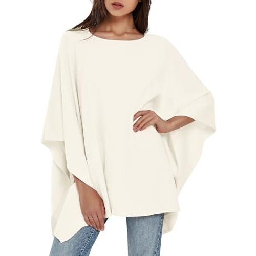 PULI Womens Pullover Poncho Sweater Cashmere Feel Shawl Wraps Loose Fitting Baggy Tops for Fall Winter