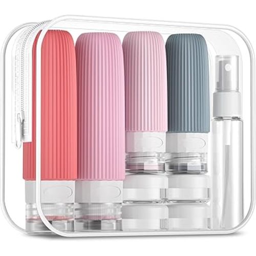 16 Pack Travel Bottles Set, TSA Approved Leak Proof Silicone Squeezable Containers for Toiletries, Refillable Travel Accessories for Conditioner, Shampoo, Lotion & Body Wash Accessories