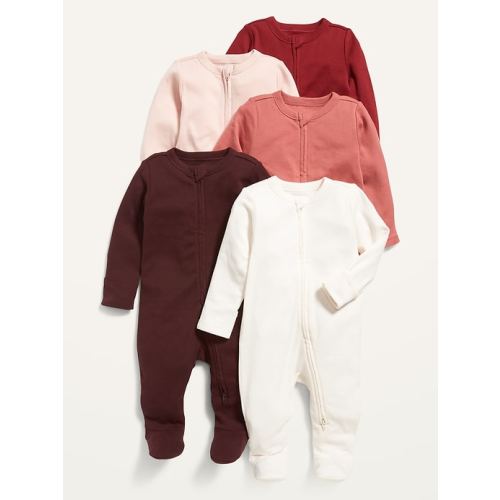 Unisex 2-Way-Zip Footie Sleep & Play One-Piece 5-Pack for Baby