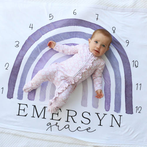 Rainbow Personalized Milestone Calendar | Purples