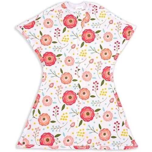 SleepingBaby Zipadee-Zip Transitional Swaddle Sack - Wearable Blanket with Zipper Convenience - Pretty Poppy, Small (4-8 Month)