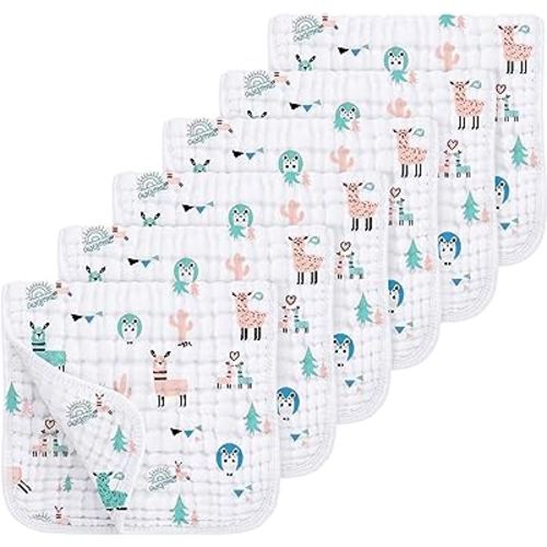 Looxii Muslin Burp Cloths 100% Cotton Muslin Cloths Large 20''x10'' Extra Soft and Absorbent 6 Pack Baby Burping Cloth for Boys and Girls (Alpaca)
