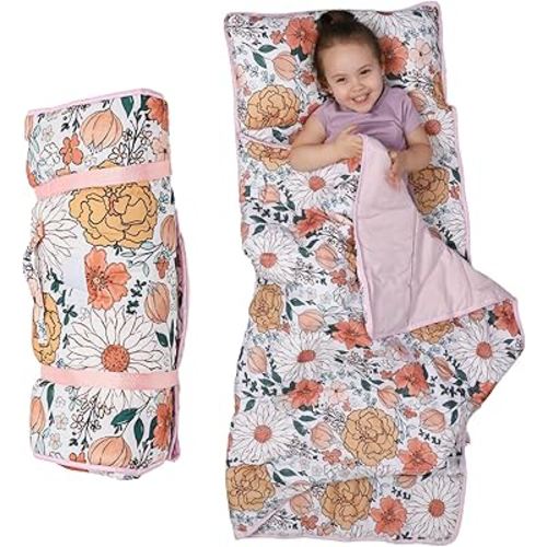 Morxy Toddler Nap Mat with Pillow & Blanket - Extra Large Portable Roll Up Nap Mats with Name Tag - Thick Kids Sleep Mat for Daycare, Preschool, Travel and Camping - for Age 3 and up