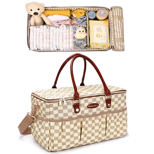 Dokus & Co Extra Large Diaper Bag Tote – Collapsible Travel Diaper Caddy for Mom – Baby Bag for Car, Home, or Hospital Use