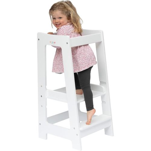 Toddler Tower Kitchen Stool - Adjustable Toddler Step Stool for Kitchen and Bathroom, Secure Kitchen Standing Stool for Toddlers Ages 18 Months to 5 Years
