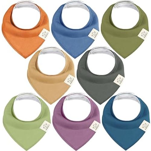8-Pack Organic Baby Bandana Bibs for Girls - Super Absorbent Triangle Baby Bibs for Drooling and Teething Infant, 100% Cotton Extra Soft for Newborn, Infant 0-36 Months (Cruise)