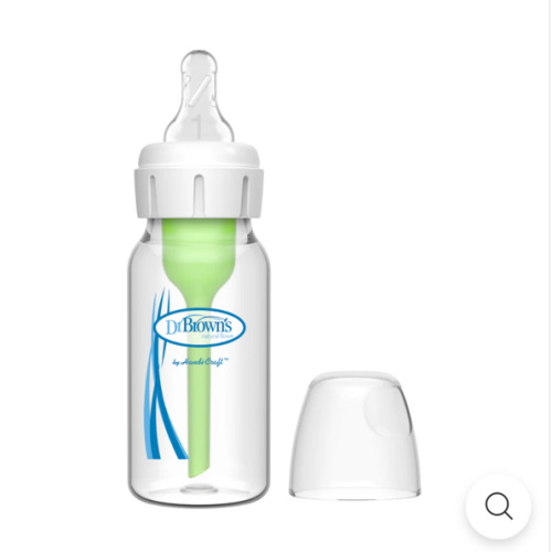 Dr. Brown’s Natural Flow® Anti-Colic Options+™ Narrow Glass Baby Bottle, with Level 1 Slow Flow Nipple