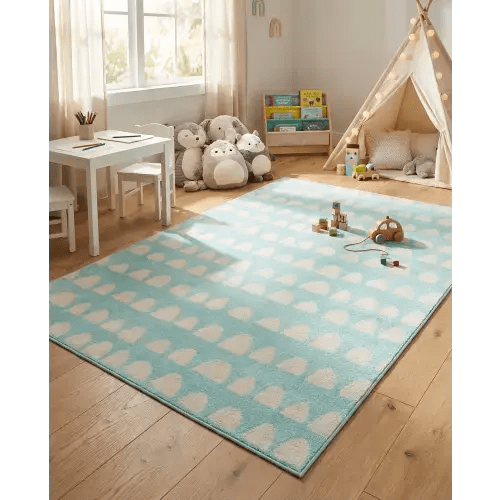 Clear Blue 5' x 8' Whimsy Kids Rug | Rugs.com