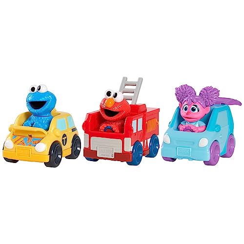 Just Play Sesame Street Twist and Pop Wheelies 3-Pack Preschool Toy Vehicles, Kids Toys for Ages 2 Up, Amazon Exclusive