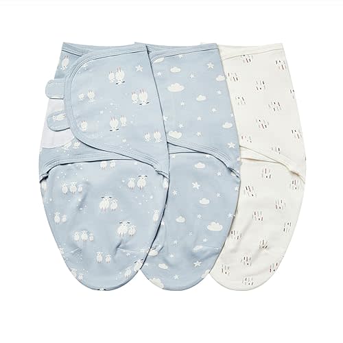 Insular Baby Swaddle Wrap and Blanket for Newborns and Infants, Adjustable Swaddle Set for Boys and Girls, Soft Cotton Baby Sleep Sack 3 Pack (Medium(3-6 Month), Sheep)