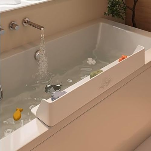 PlayPad, 3-Ft Long with SplashGuard For Bathtub, 5-Inch Tall - Kids Mess-Free Bath and No Leaks with Strong Suction Cups - White Cloud