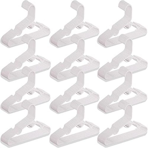 120 Packs Baby Hangers for Closet Plastic Baby Clothes Hangers with Clips for Nursery Kids Hangers for Closet Organizer, Stack-able Hangers for Newborn, Infant, Toddler, Children, Space-Saving