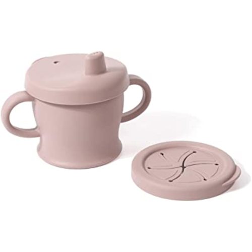 haakaa Silicone Sip-N-Snack Cup, Toddlers Sippy Cup&Snack Container 2-in-1, BPA Free Training Cup for Baby 6 Month+, 8 Oz (Blush)