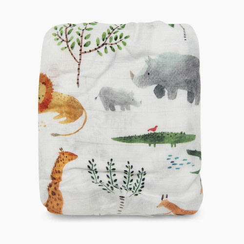 Loulou Lollipop Cotton & Bamboo Fitted Crib Sheet - Safari Jungle