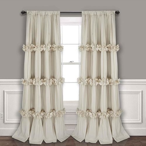Thermal Insulated Blackout Window Curtains, 54" W x 84" L (Pair), Boho Ruched Window Treatments with 3 Rows of Butterfly Flowers, Rustic Rod Pocket Drapes for Room, Camel (LQ-30)