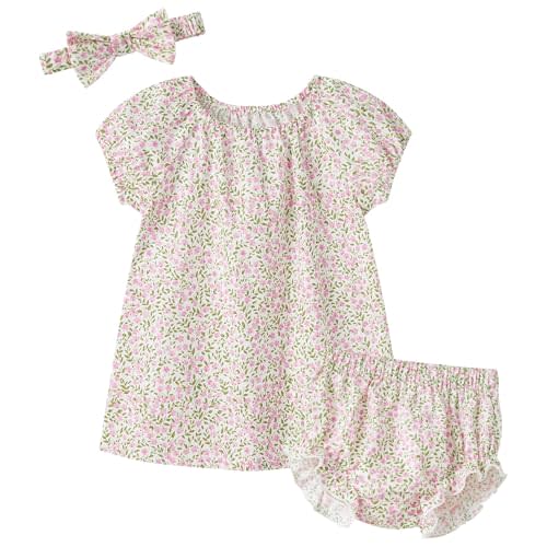 pureborn Baby Toddler Girl Dress with Bloomer Short and Long Sleeve Playwear Dress with Diaper Cover