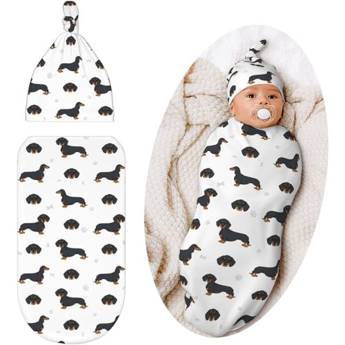 Dachshund Dog Swaddle Blanket, Soft Swaddling Blanket Baby Clothes, Dachshund Baby Stuff