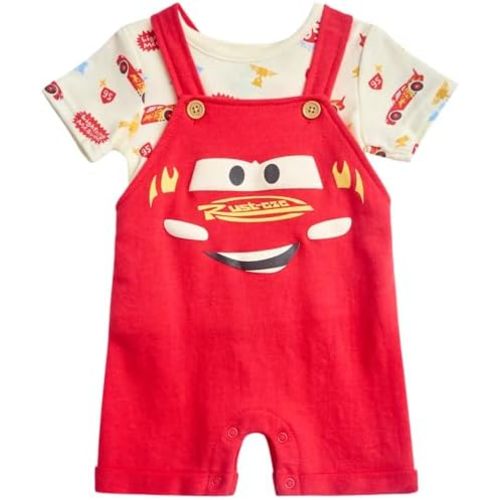 Disney Baby Boys Shorts Set - 2 Piece Spiderman Mickey Mouse Cars Winnie the Pooh Shortall Romper Shirt Short Set (0-3M-24M)