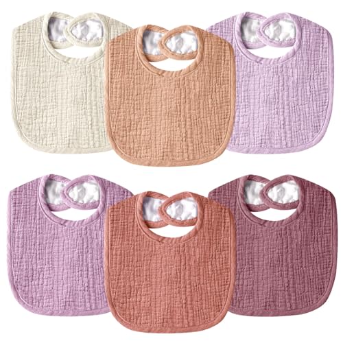 Wrrernsin Muslin Baby Bibs for Unisex Boys Girls, Cotton Drool Bibs, Adjustable Newborn Bibs for Drooling and Teething