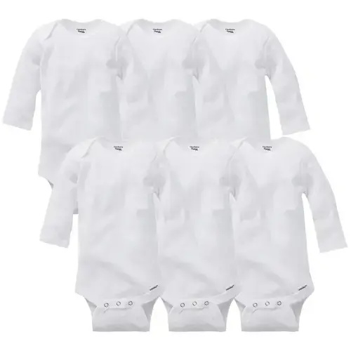 Gerber 6-Pack White Long Sleeve Onesies - NB size, sizes 0-3 months