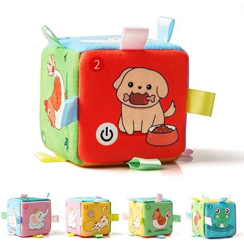 LiKee Baby Montessori Musical Toys for 0-6 6-12 Months, Light Up Activity Cube Sensory Toys for Babies 0 3 6 9 12 18 Months, Infant Learning Animals Sounds Toy Gifts for 1 2 Years Old Boys Girls