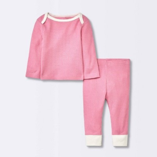 Baby 2pc Waffle Top & Bottom Set - Cloud Island™ Pink