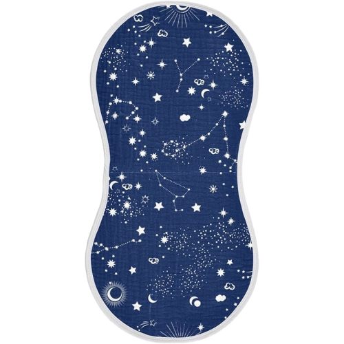 Space Galaxy Constellation Zodiac Star Muslin Burp Cloths for Baby 1 Pack 100% Cotton Baby Washcloths Bibs for Boy Girl