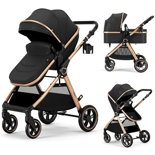 2 in 1 Baby Stroller, Convertible Bassinet & Infant Stroller with Reversible Seat for Newborn to Toddler 0-36 Months