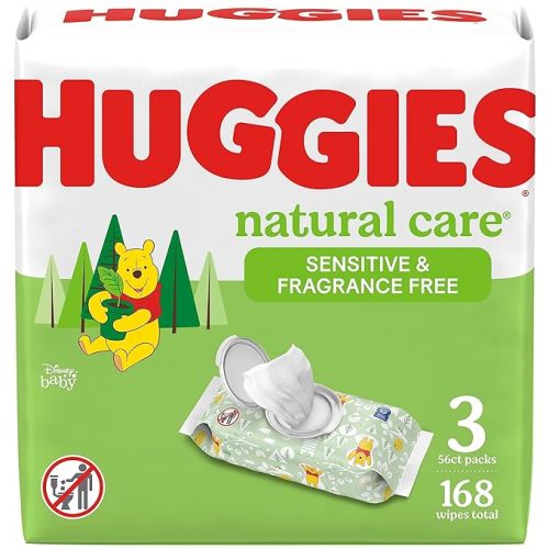 Huggies Natural Care Sensitive Baby Wipes, Unscented, Hypoallergenic, 6 Flip-Top Packs (288 Wipes Total)