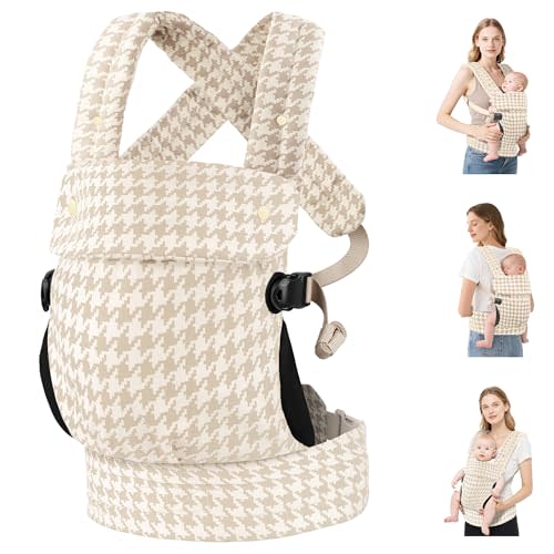 Baby Carrier Newborn to Toddler- Ergonomic,Cozy and Lightweight Infant Carrier for 7-40lbs,3 Carry Positions Newborn Carrier,Houndstooth