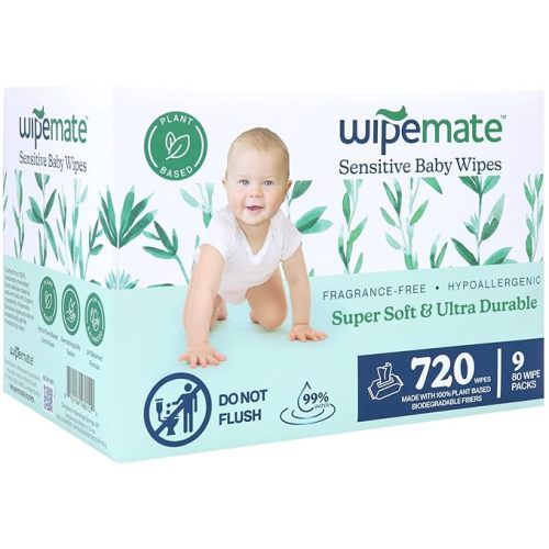 XL Unscented Baby Wipes 99% Water, Plant-Based, Ultra-Gentle & Super Soft, Alcohol-Free, pH-balanced, Hypoallergenic, Dermatologically Tested, Premium Moisture Sealed Flip-Top Lid, 720-Count - Baby Botanic - 80 Count (Pack of 9)