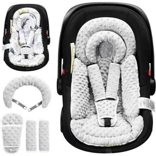 Infant Car Seat Insert with Removable Cushion for Baby Preemie Newborn Infant, Reversible carseat Insert Head Body Support Fits for Stroller, Baby Swing, Rocker, Bouncer, Bassinet - Grey