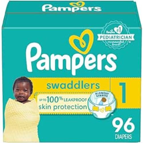 Pampers Baby Diapers - Swaddlers - Size 1, 96 Count, Ultra Absorbent Disposable Infant Diaper