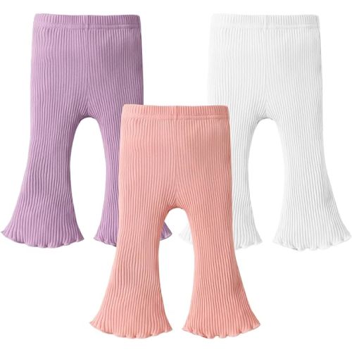 Dalukit Baby Girl Pants Leggings Toddler Girl Pants Leggings Sweatpants Toddler Baby Bell Bottoms Toddler Flare Leggings Pant - 18-24 Months - #1 Purple White Pink