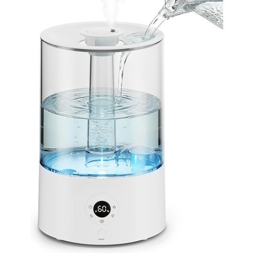 Electactic 4L Top Fill Humidifier for Bedroom, Auto Constant Humidity, Smart Control, Quiet Ultrasonic Cool Mist, 360° Nozzle, 3 Mist Levels, 7-Color Light for Home Office Baby Room