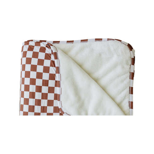 Rust Checkered Bamboo Fleece Quilt