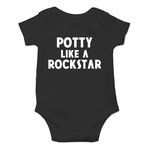 CBTWear Potty Like a Rockstar Funny Dirty Stinky Diaper Cute Novelty Infant One-Piece Baby Bodysuit (Newborn, Black)