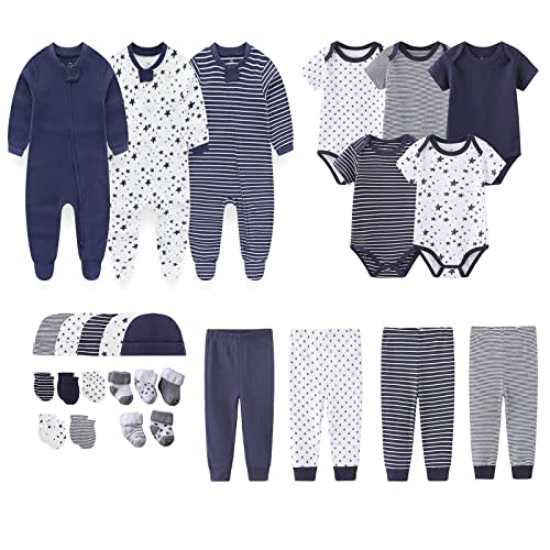 MAMIMAKA Newborn Layette Gift Set 27-Piece Baby Girl Clothes Bodysuits, Pants Essentials and Accessories 0-6Months