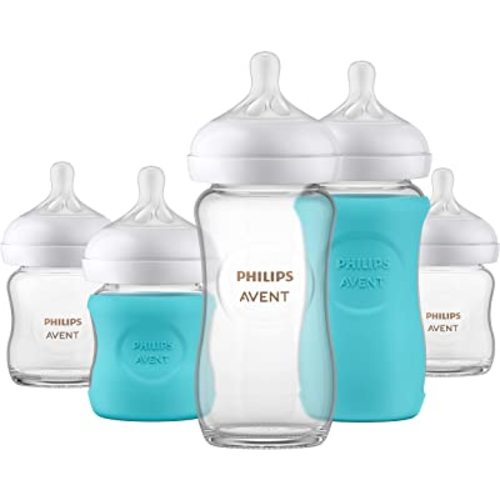 Philips AVENT Glass Natural Bottle with Natural Response Nipple, Baby Gift Set, SCD858/01