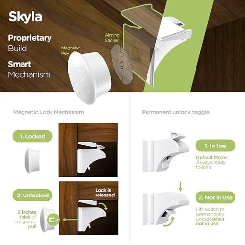 Magnetic Cabinet Locks (12-Pack 2 Keys)