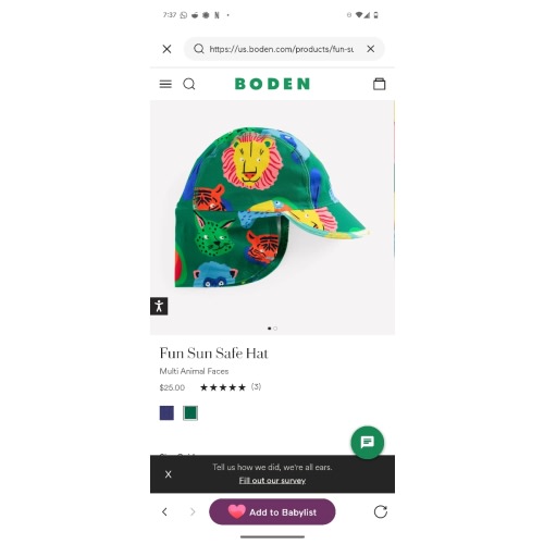 Fun Sun Safe Hat-Multi Animal Faces | Boden USA