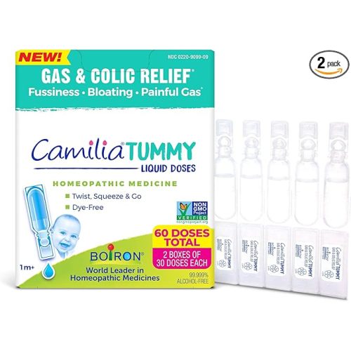 Boiron Camilia Tummy for Colic, Painful Gas, Bloating, & Fussiness- Sterile and Non-Drowsy Liquid Doses - 60 Count