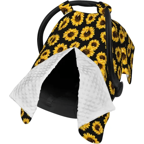 Baby Car Seat Cover for Baby, Nursing Cover for Mom, Cute Baby Stuff for Boys Girls (Sunflower)