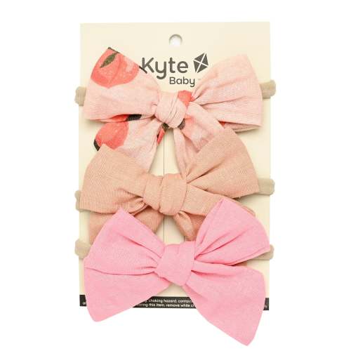 3-Pack Bows in Peach(Print), Porcelain and Peach(Solid)