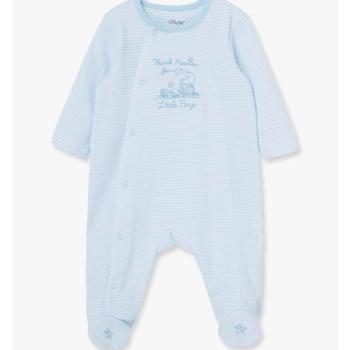 Little Me Clothes for Baby Boys' 100% Cotton Scratch-Free Tag Footie Sleeper, Preemie to 9 Months