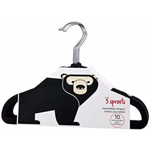 3 Sprouts Baby Hangers – Velvet Closet Clothes Organizers for Nursery, Black